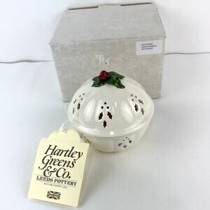 Hartley Greens Creamware Holly Pierced Pourri Candy Bowl